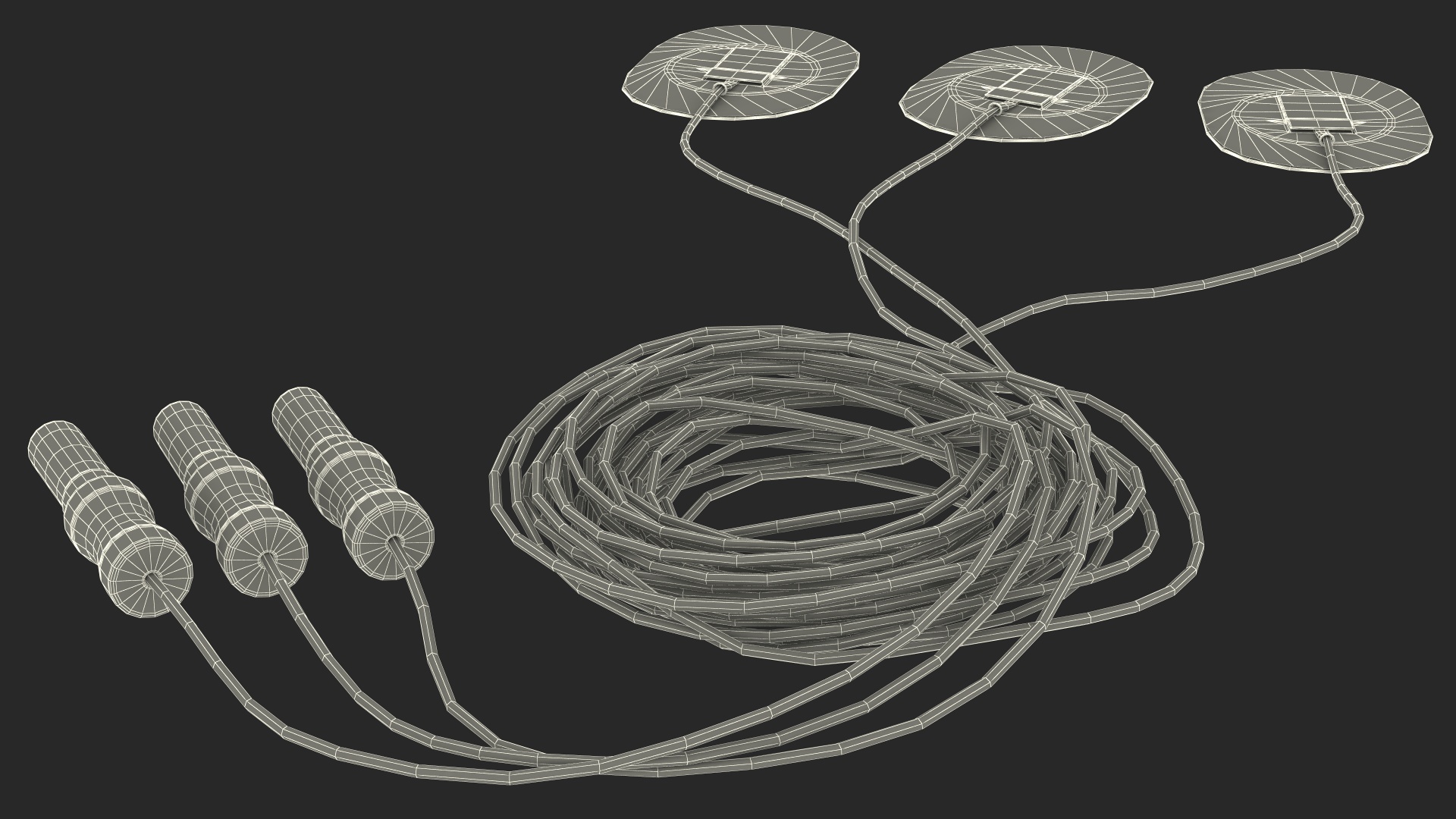 3D Skein of Three Colorful Wires with Surface Electrodes model