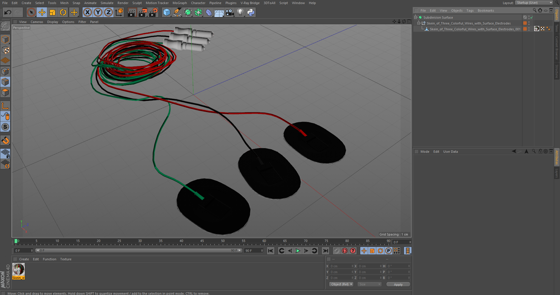 3D Skein of Three Colorful Wires with Surface Electrodes model