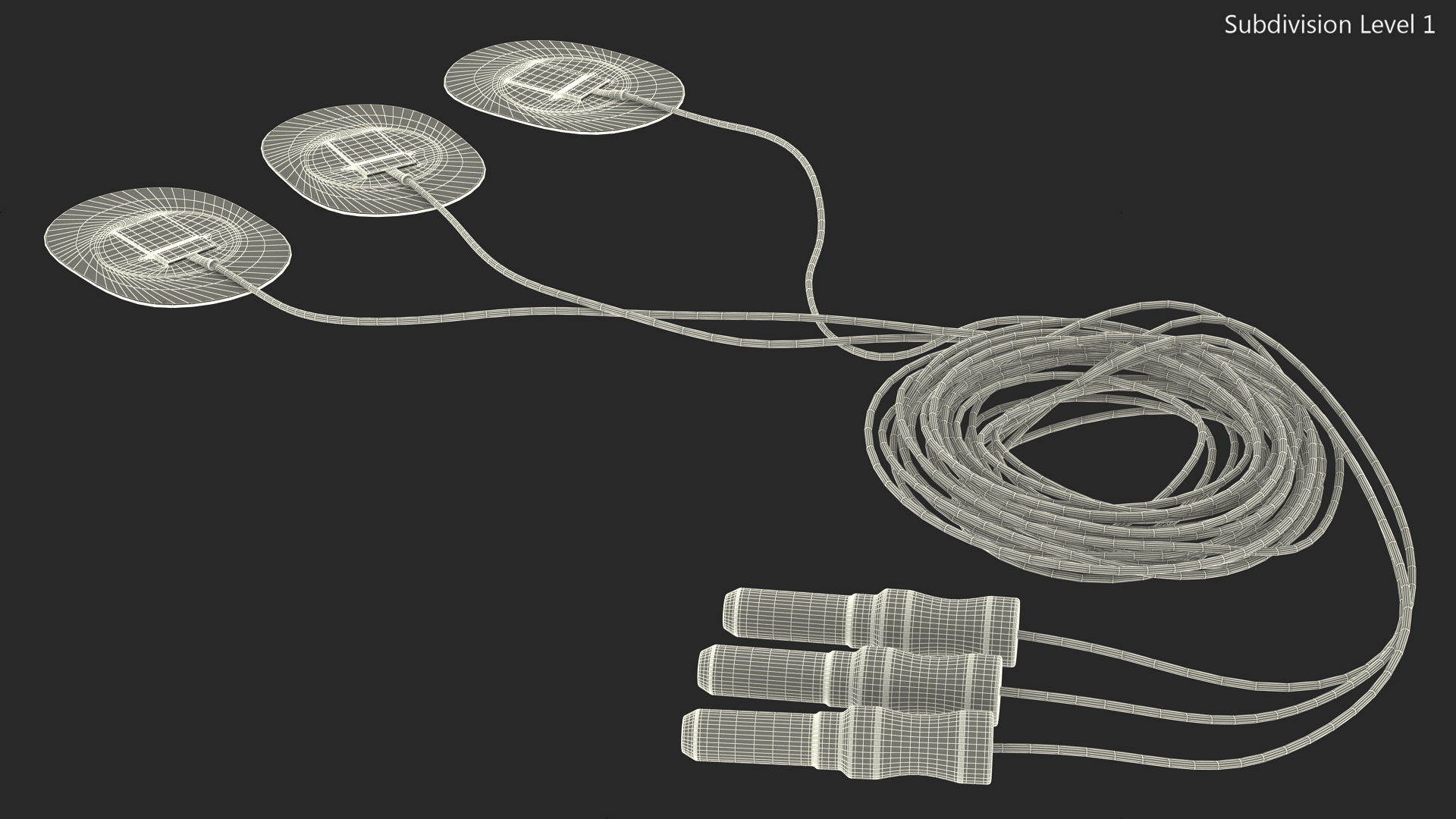 3D Skein of Three Colorful Wires with Surface Electrodes model