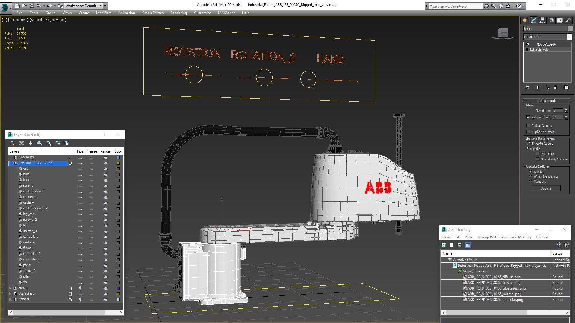 Industrial Robot ABB IRB 910SC Rigged 3D