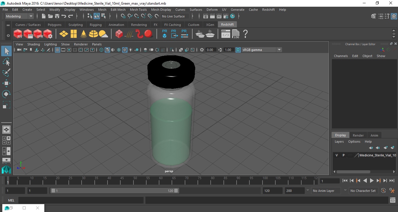 Medicine Sterile Vial 10ml Green 3D