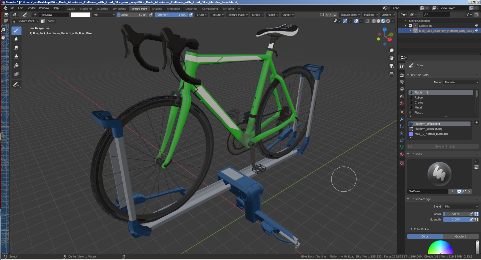 Bike Rack Aluminum Platform with Road Bike 3D