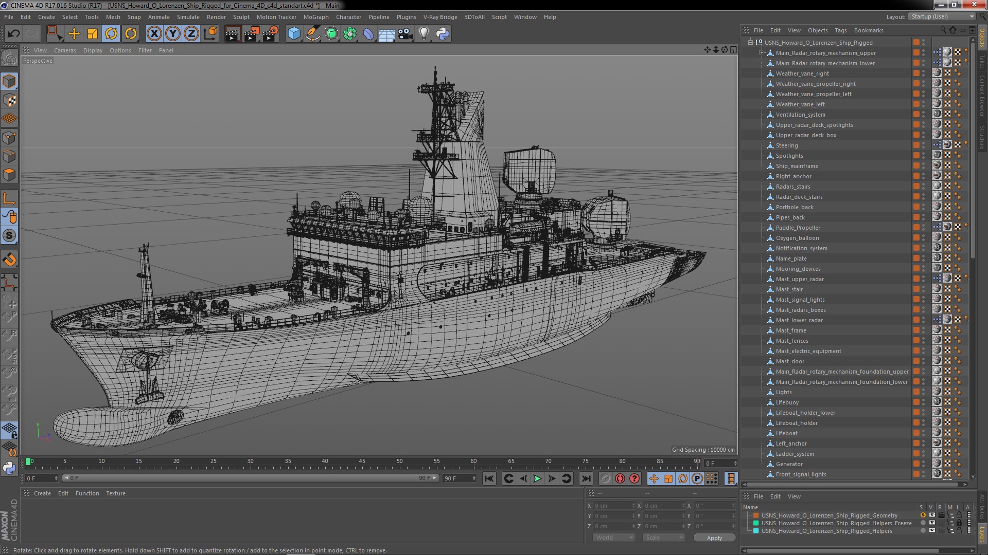 3D USNS Howard O Lorenzen Ship Rigged for Cinema 4D model