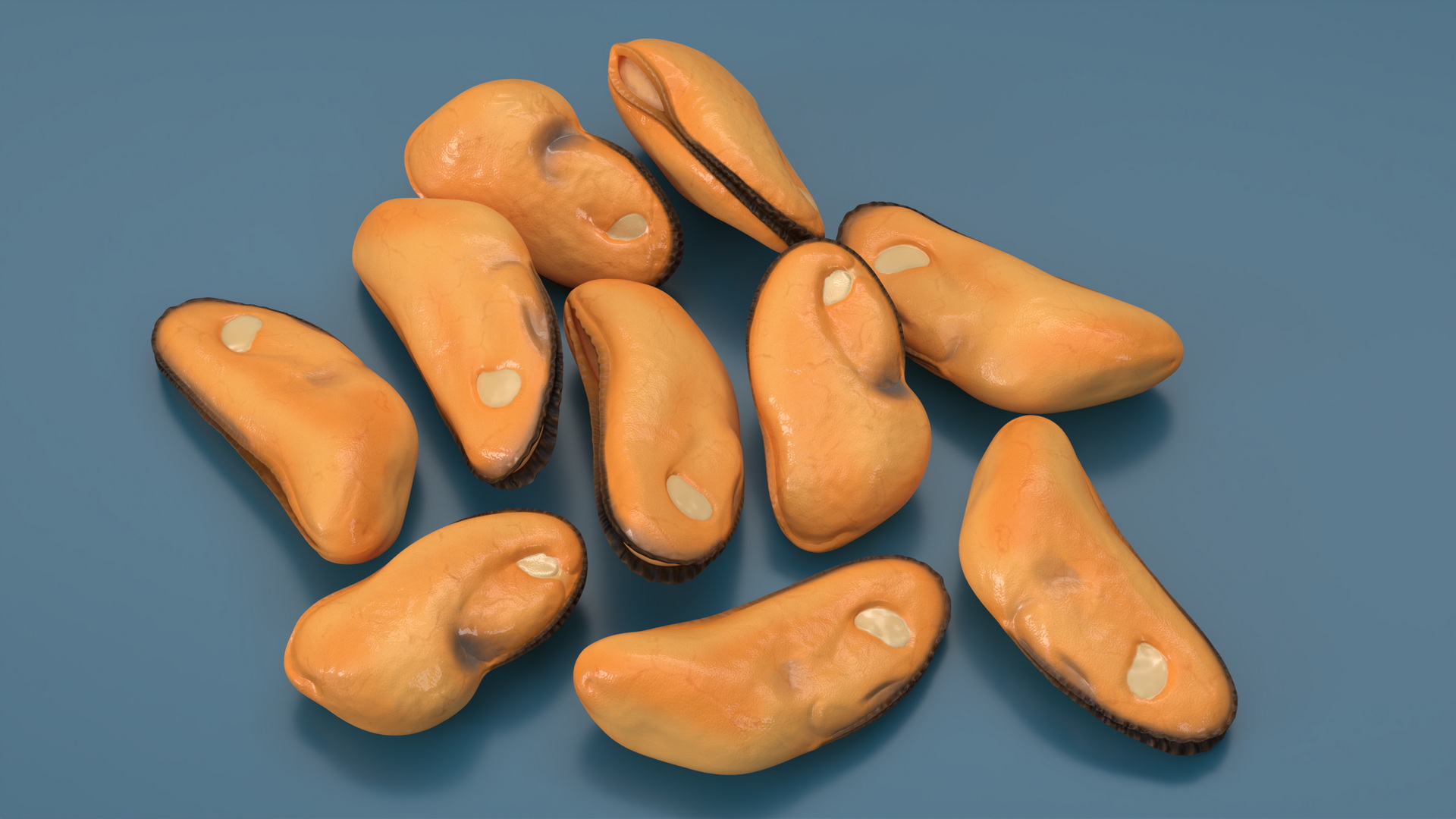 3D Bunch of Peeled Mussels model