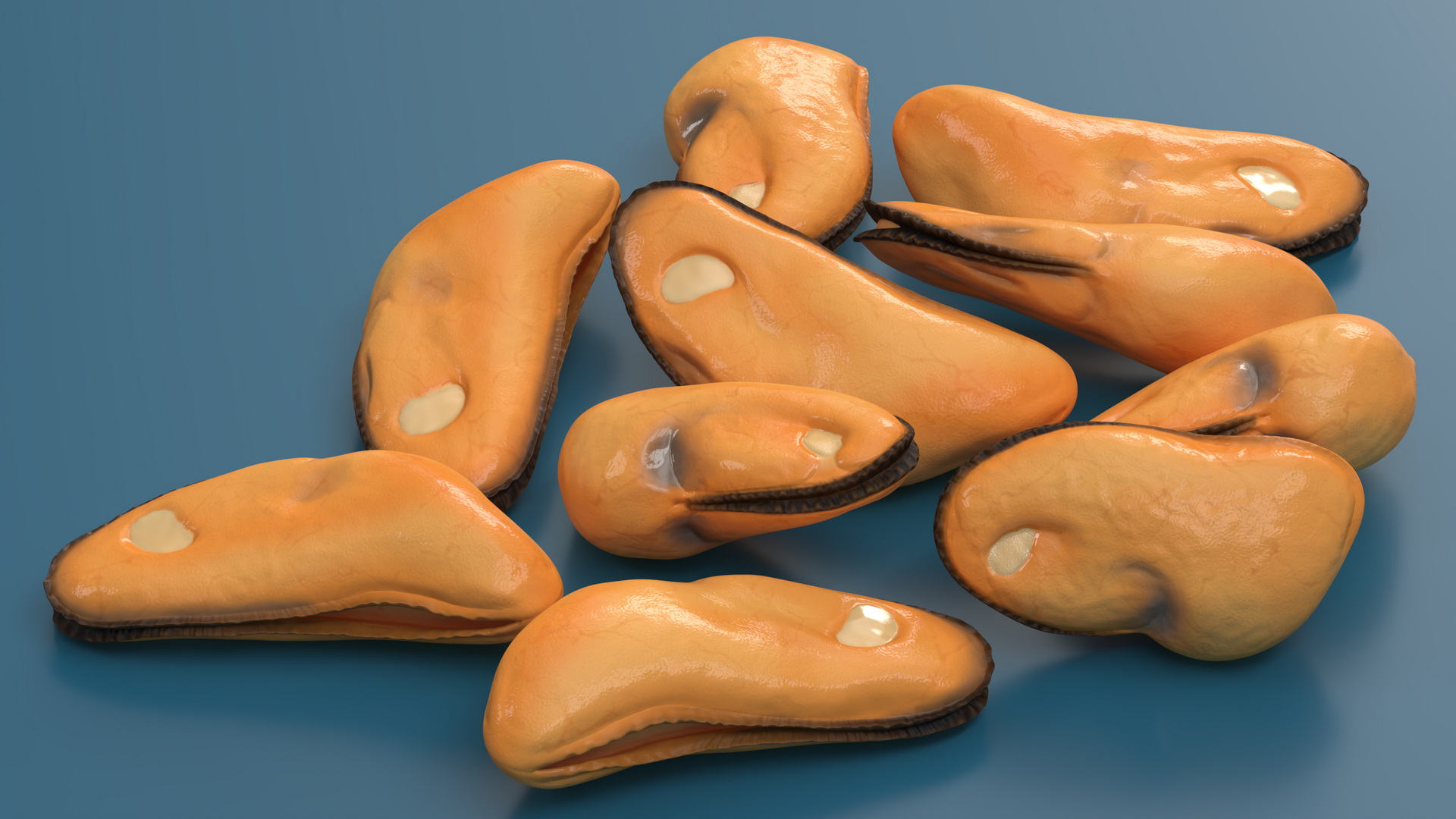 3D Bunch of Peeled Mussels model