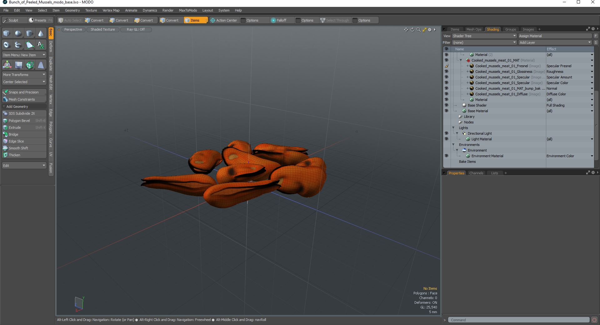 3D Bunch of Peeled Mussels model