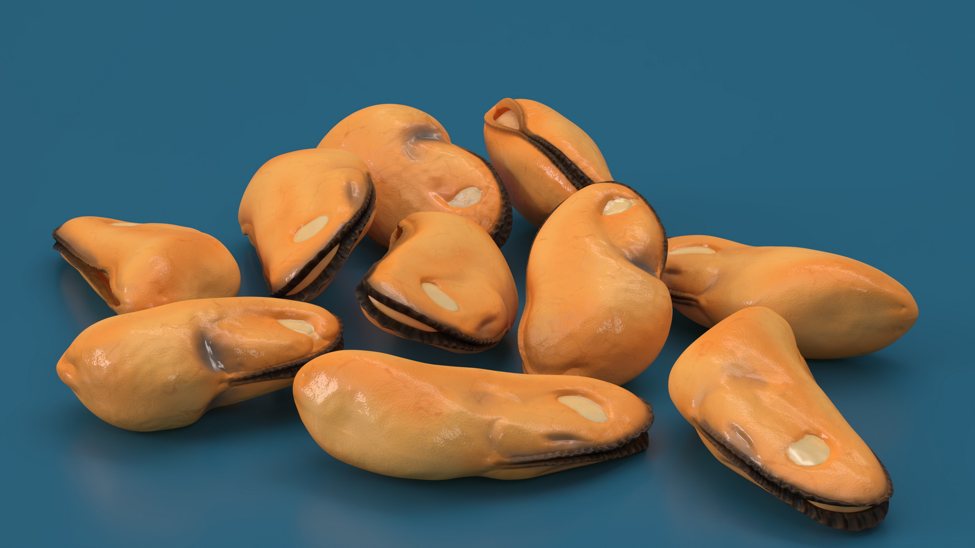 3D Bunch of Peeled Mussels model