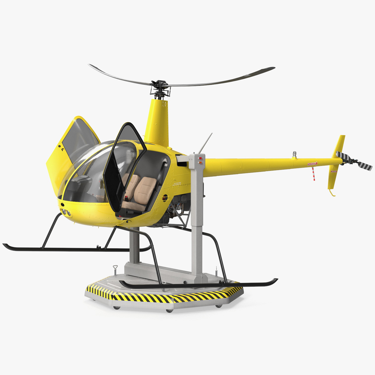 3D Helicopter Simulator Yellow Rigged for Cinema 4D model