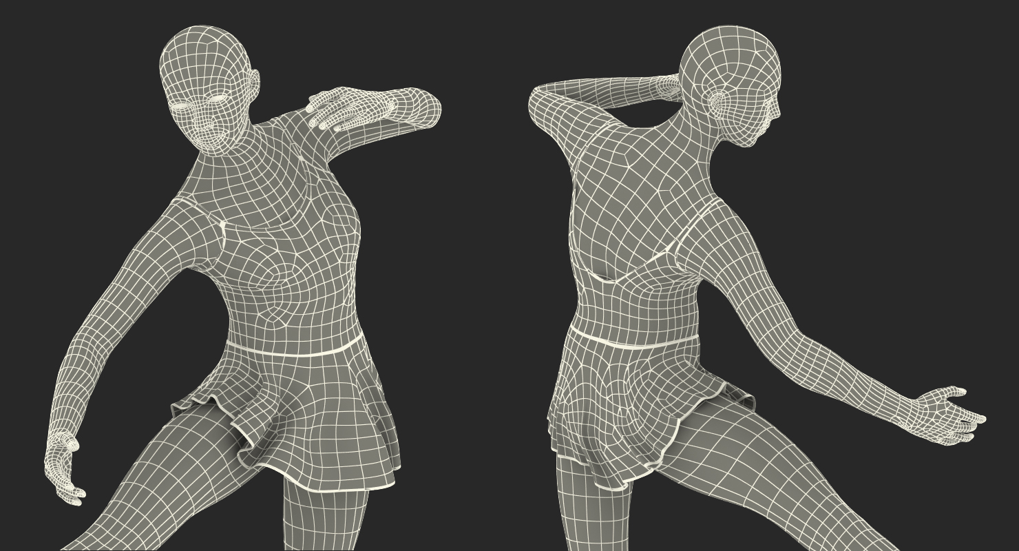Female Figure Skater 2 Pose 3 3D model