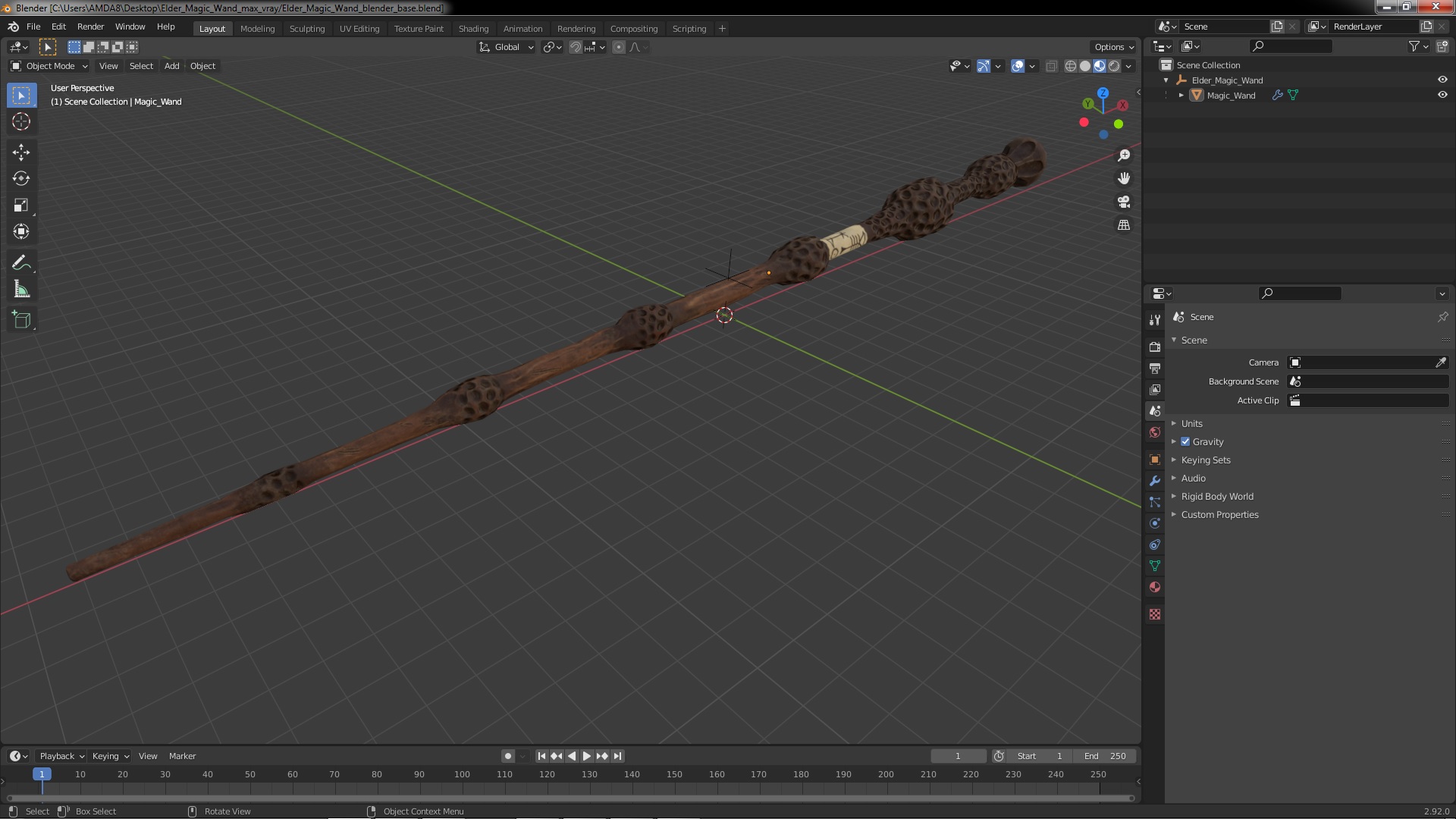 3D Elder Magic Wand