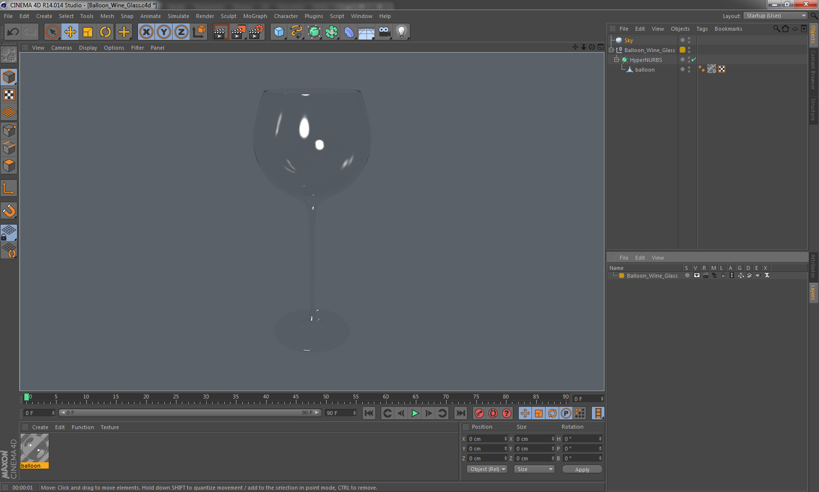 3D Balloon Wine Glass model