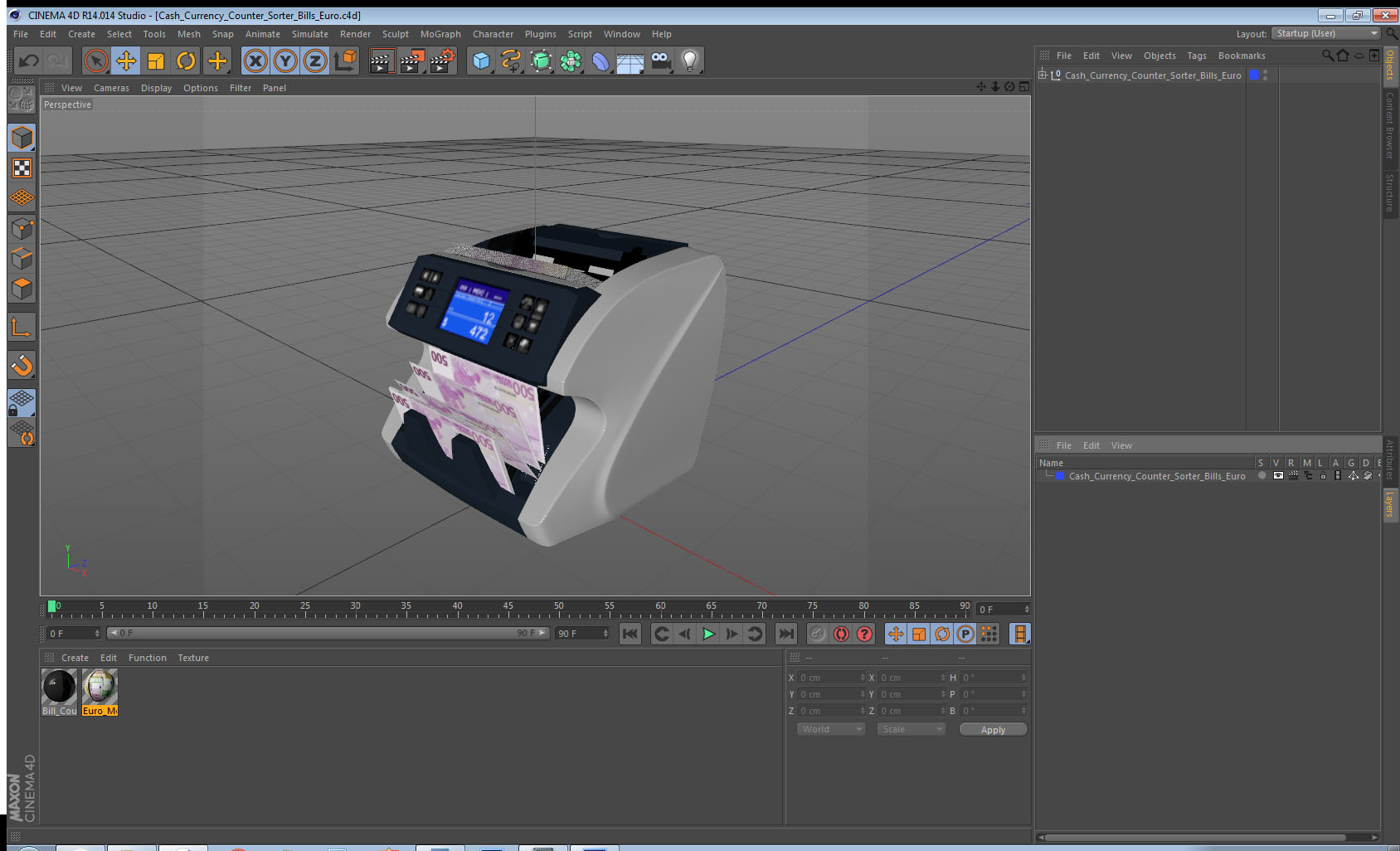 Cash Currency Counter Sorter Bills Euro 3D model