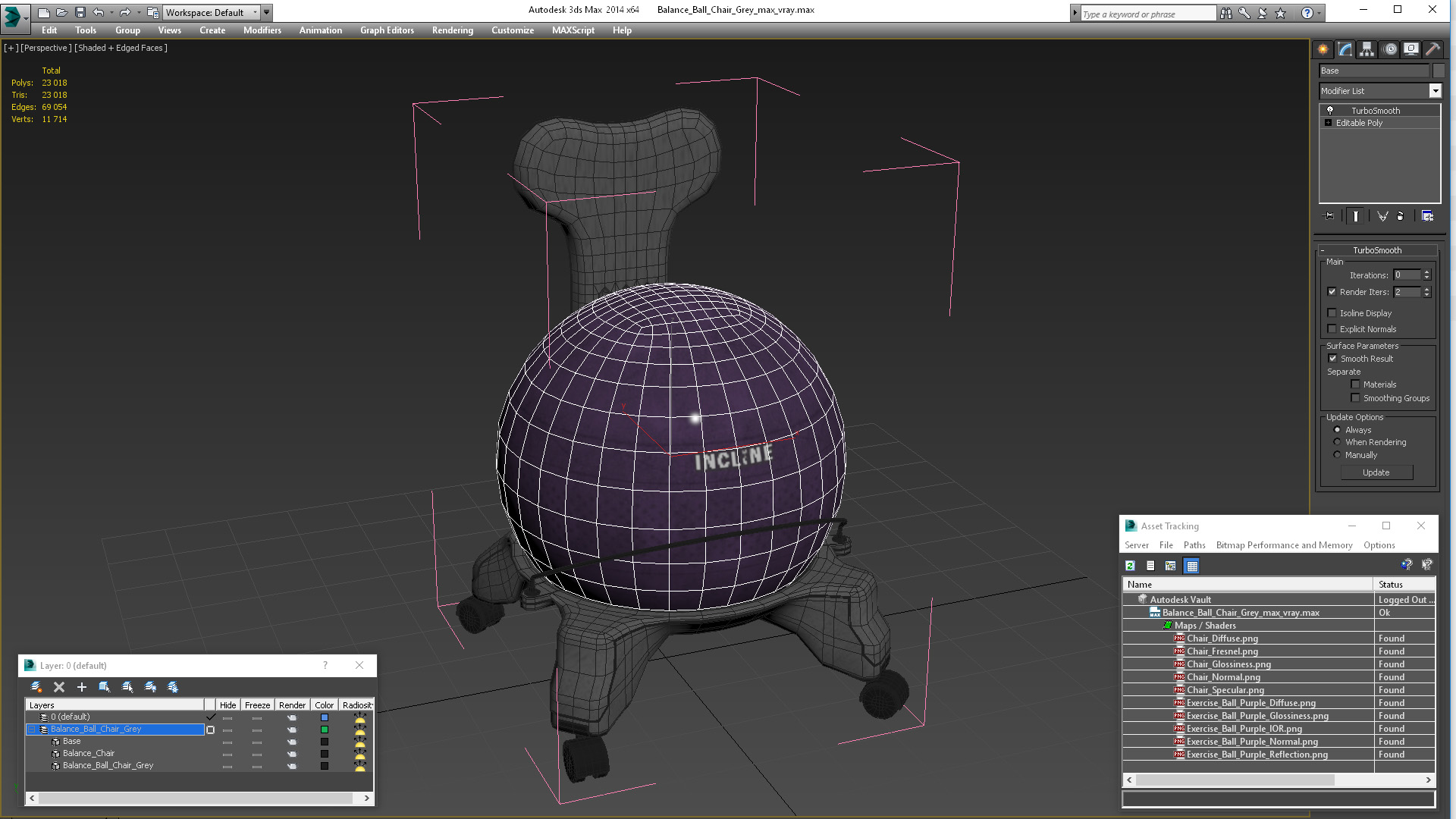 3D Balance Ball Chair Grey model