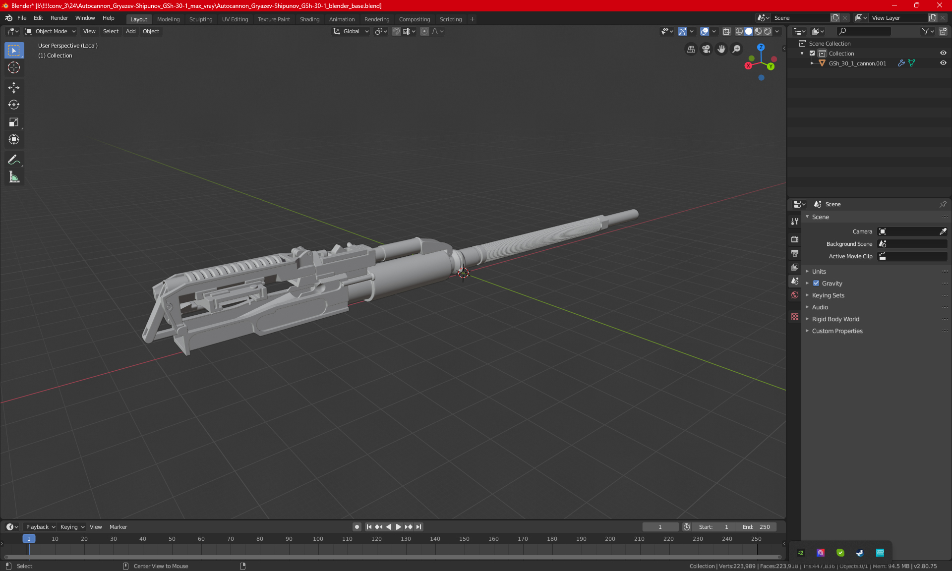 3D Autocannon Gryazev-Shipunov GSh-30-1