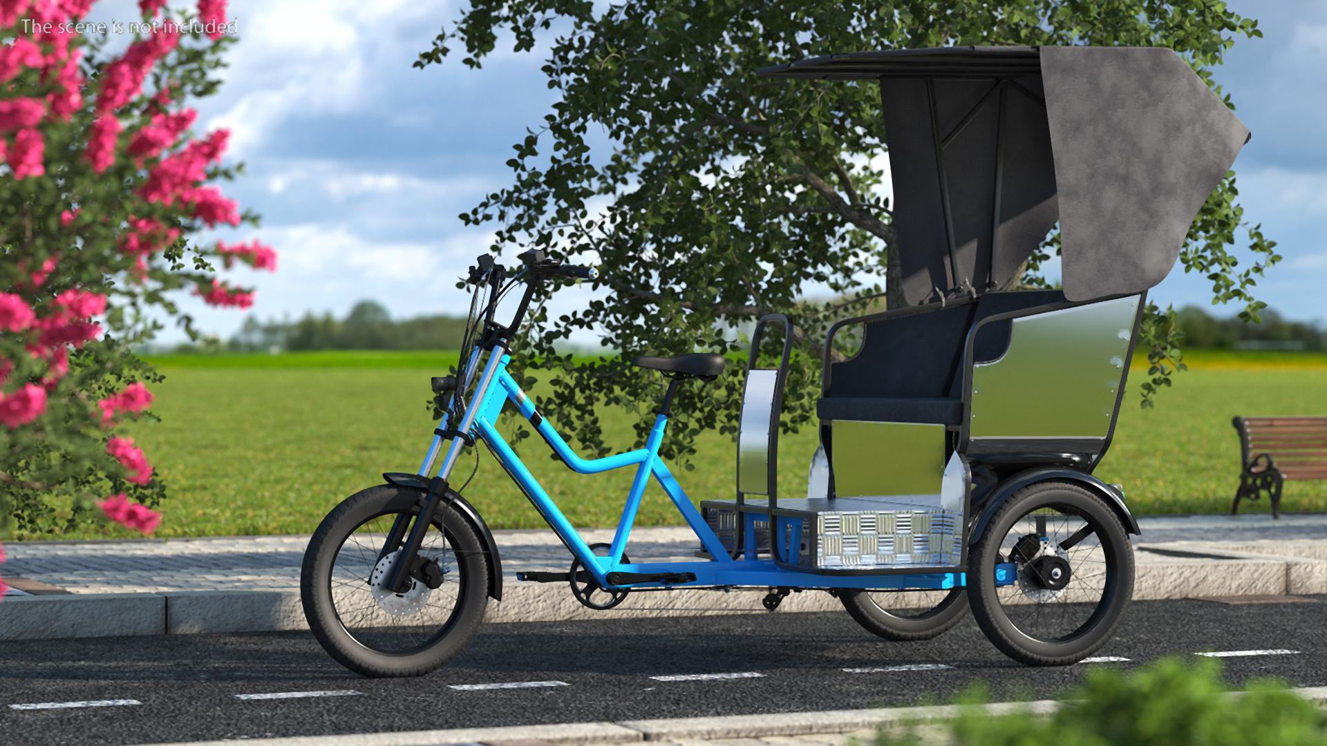 3D Commercial Grade Electric Trike with Passenger Seat Rigged model