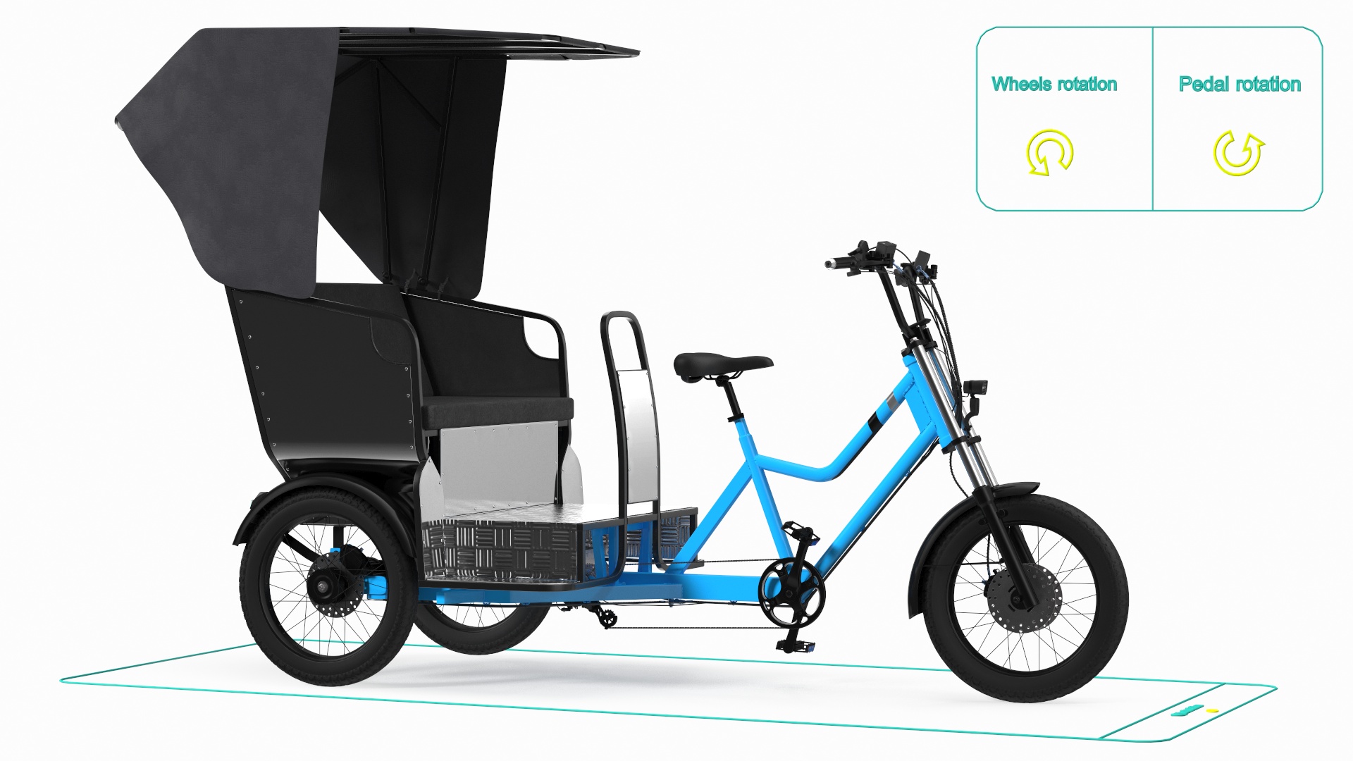 3D Commercial Grade Electric Trike with Passenger Seat Rigged model