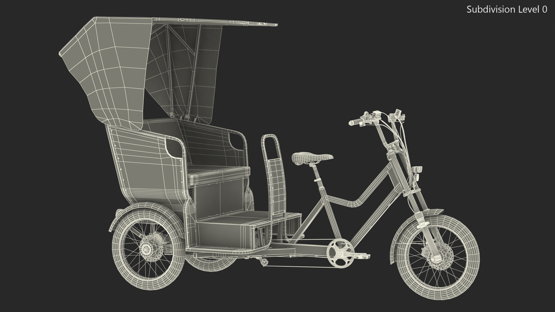 3D Commercial Grade Electric Trike with Passenger Seat Rigged model