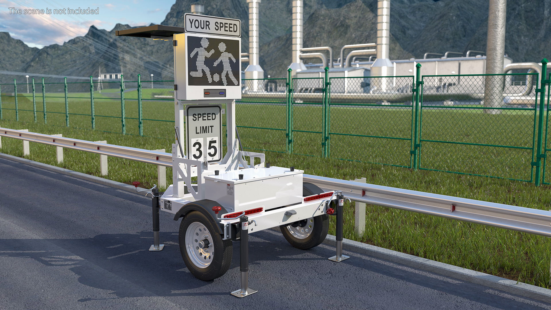 3D Decatur Electronics 300MX Radar Trailer with Matrix Messaging Rigged model