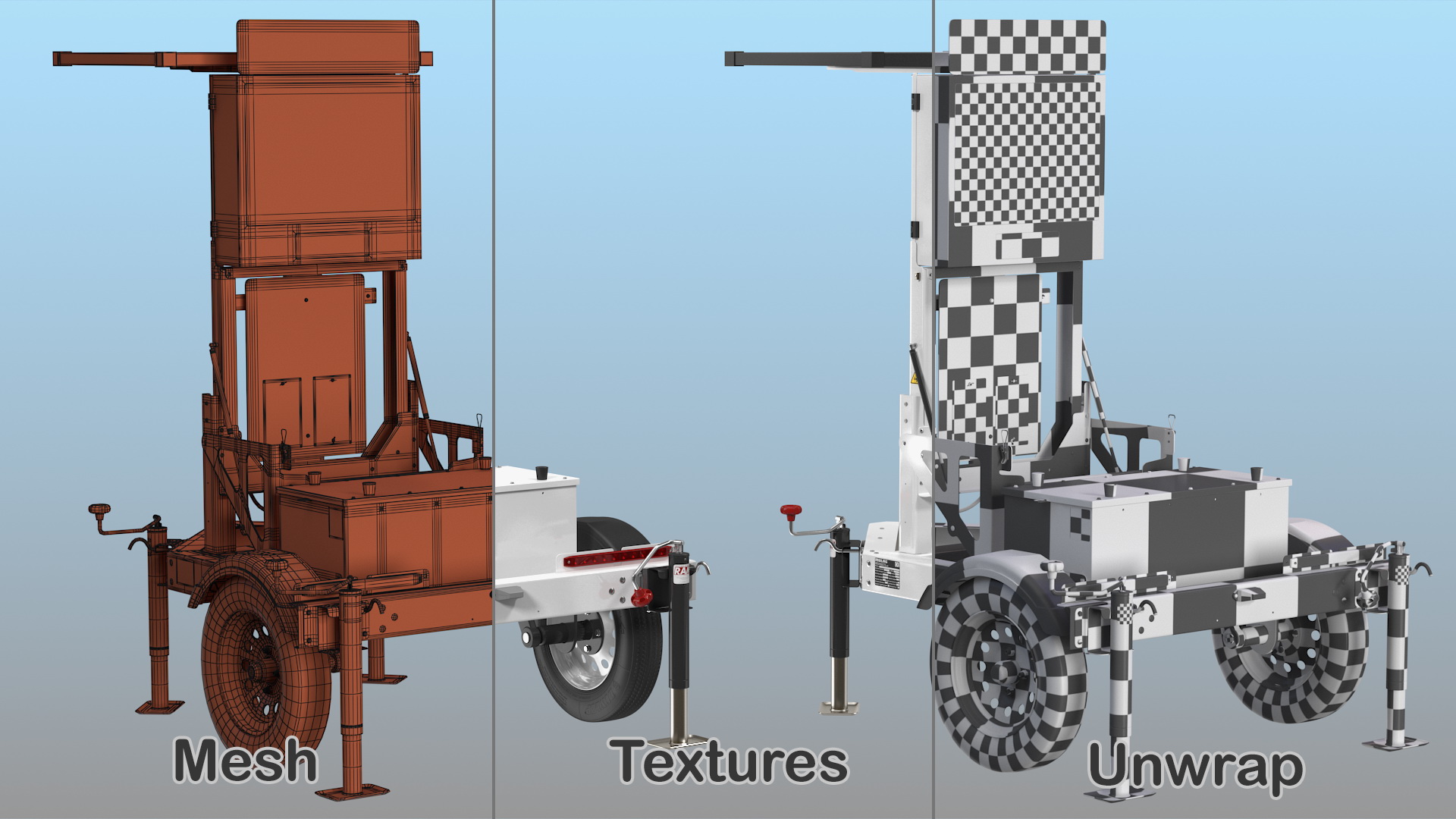 3D Decatur Electronics 300MX Radar Trailer with Matrix Messaging Rigged model