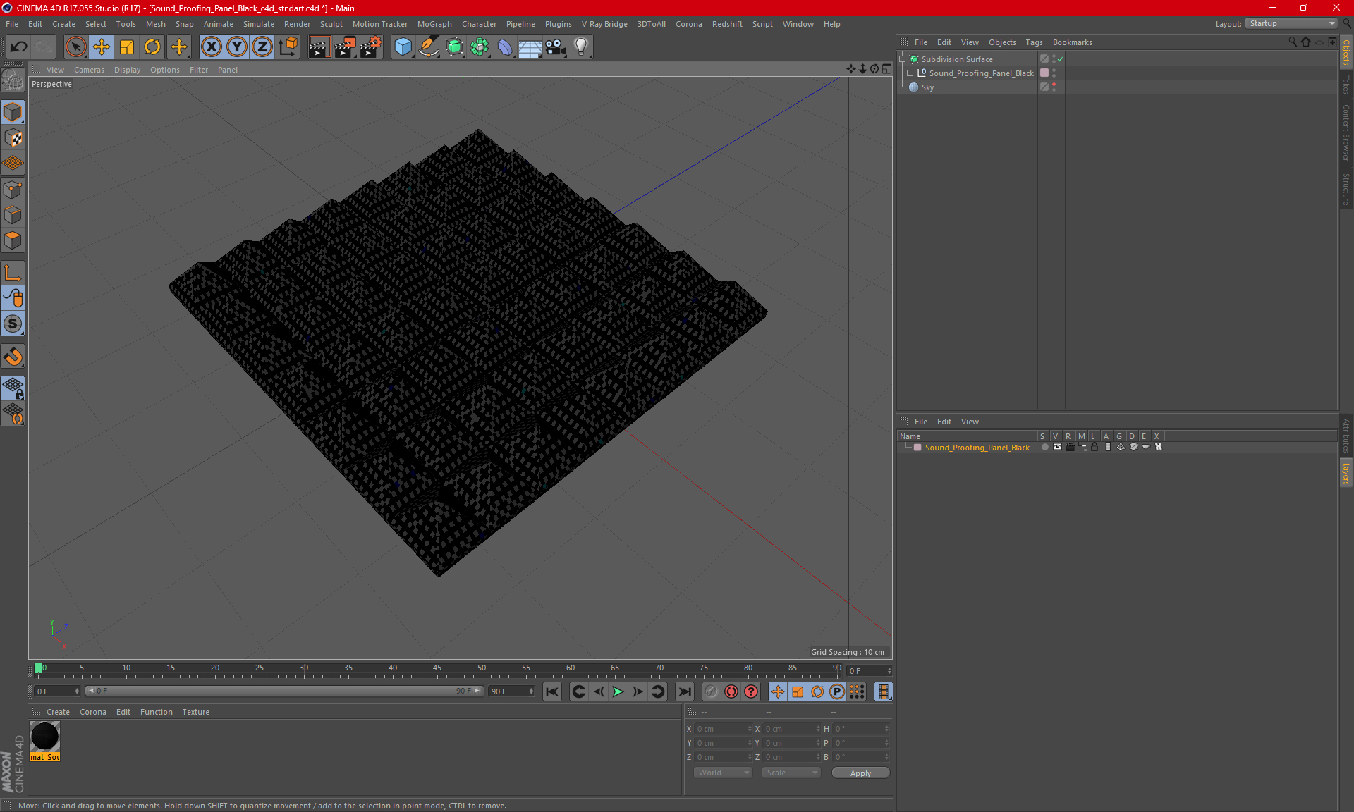 3D Sound Proofing Panel Black