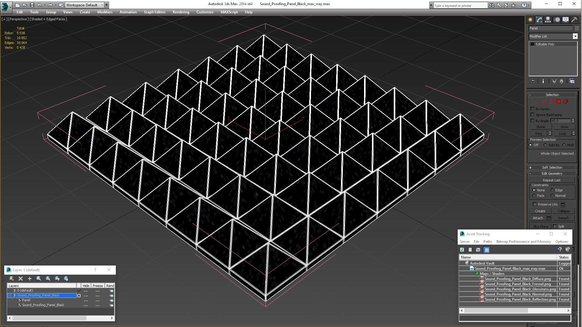 3D Sound Proofing Panel Black