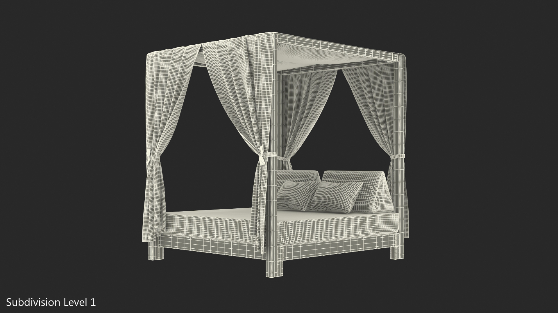 Outdoor Leisure Daybed with Canopy 3D model