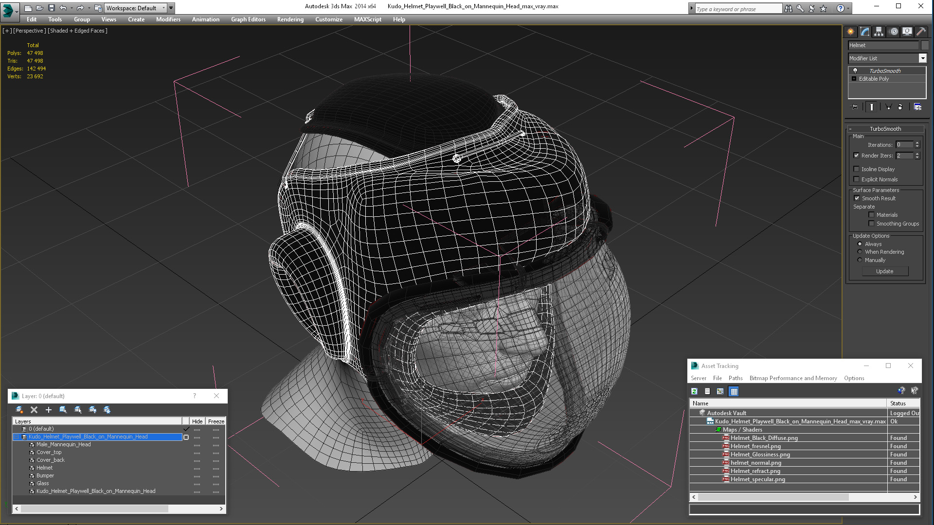 Kudo Helmet Playwell Black on Mannequin Head 3D model