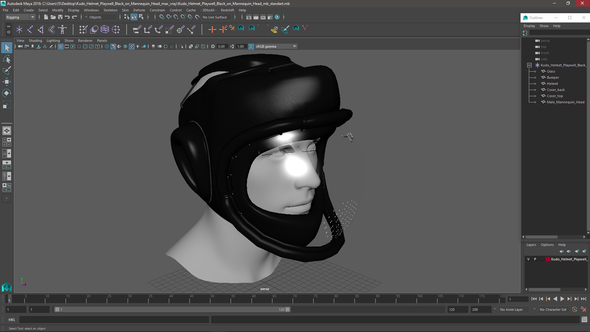 Kudo Helmet Playwell Black on Mannequin Head 3D model