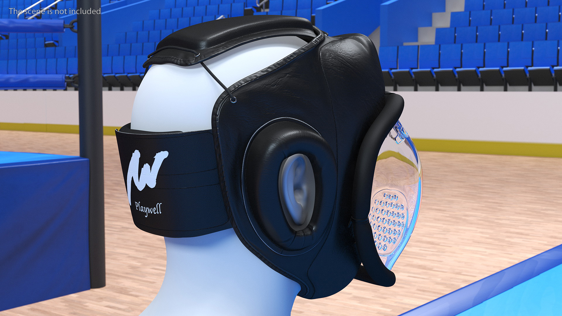Kudo Helmet Playwell Black on Mannequin Head 3D model