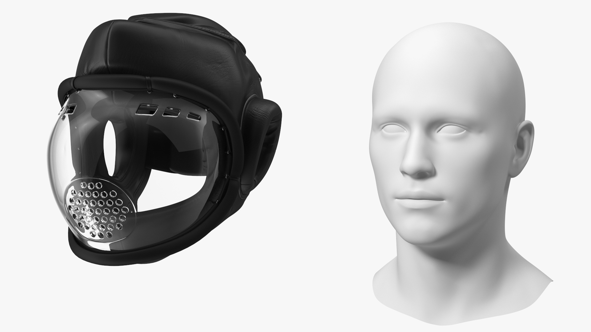 Kudo Helmet Playwell Black on Mannequin Head 3D model
