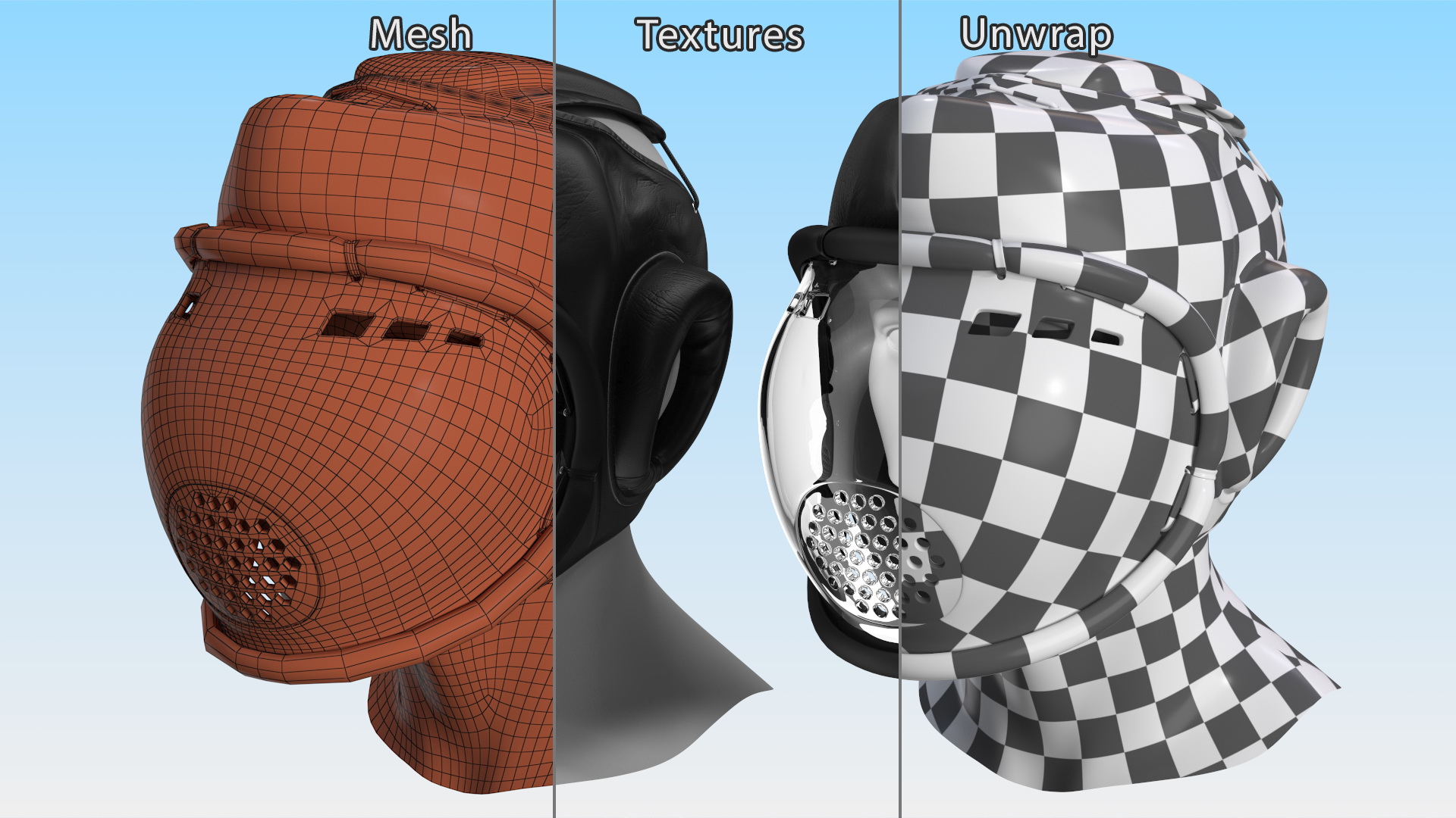 Kudo Helmet Playwell Black on Mannequin Head 3D model
