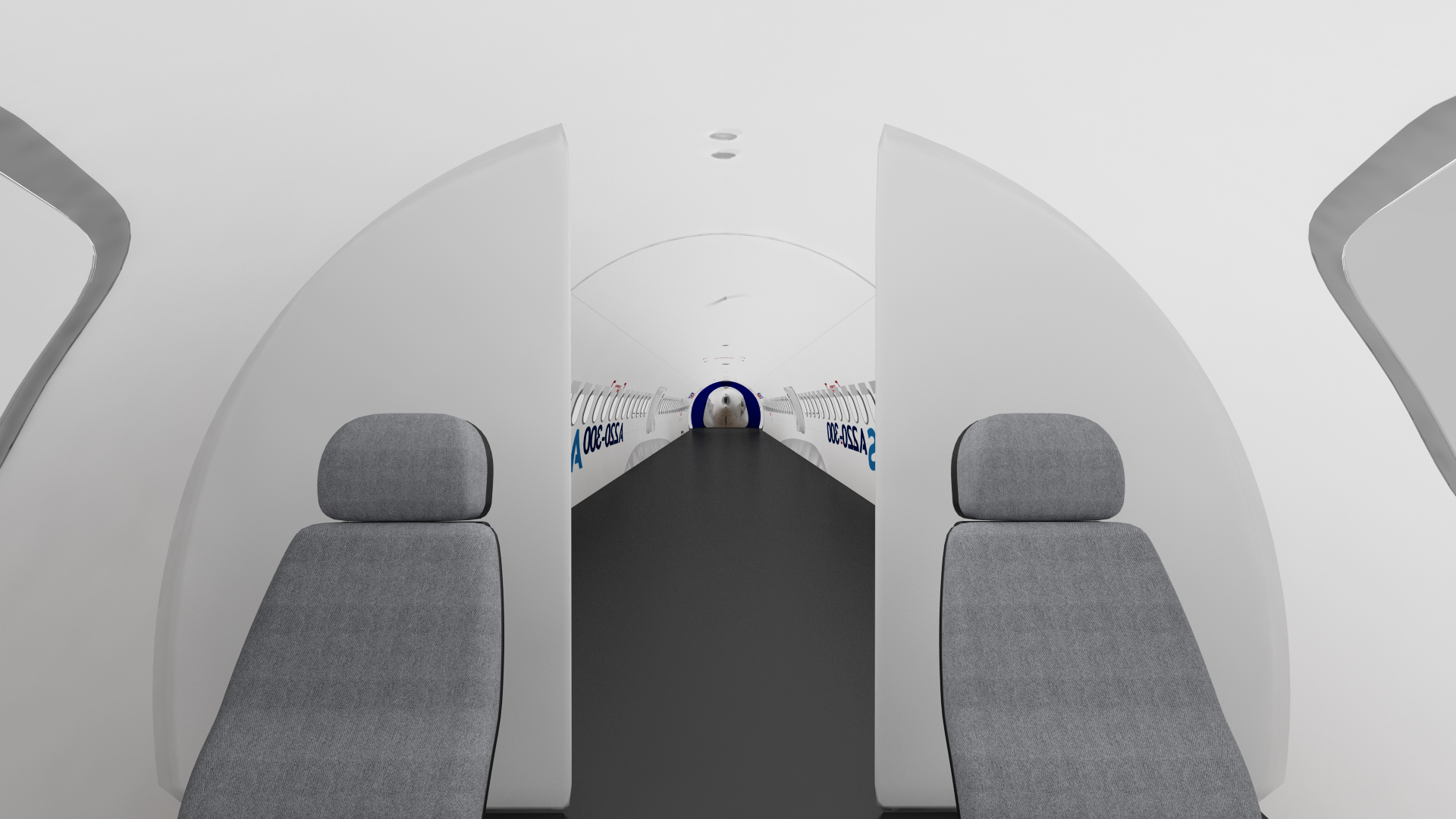 3D Airbus A220 300 Simple Interior Rigged model