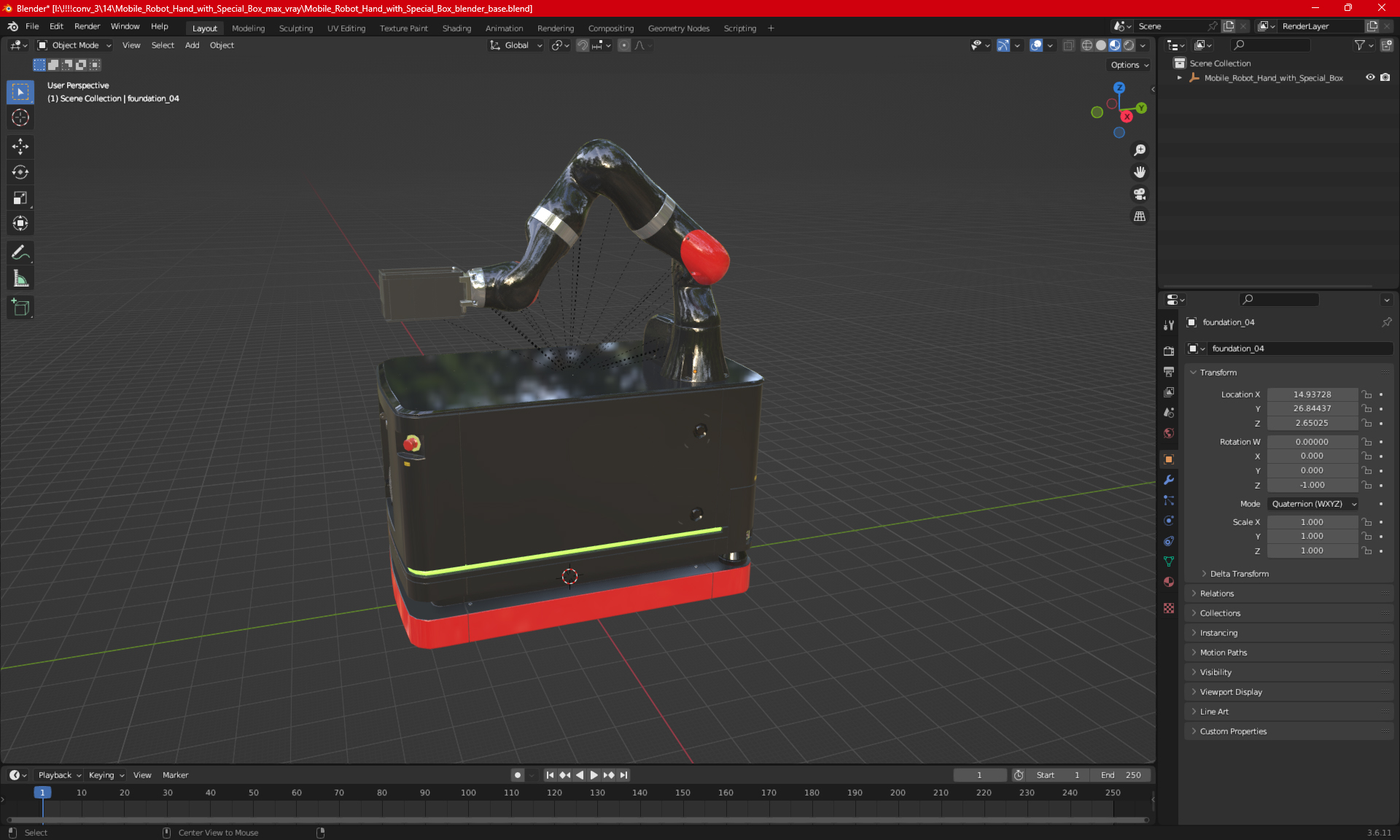 Mobile Robot Hand with Special Box 3D model