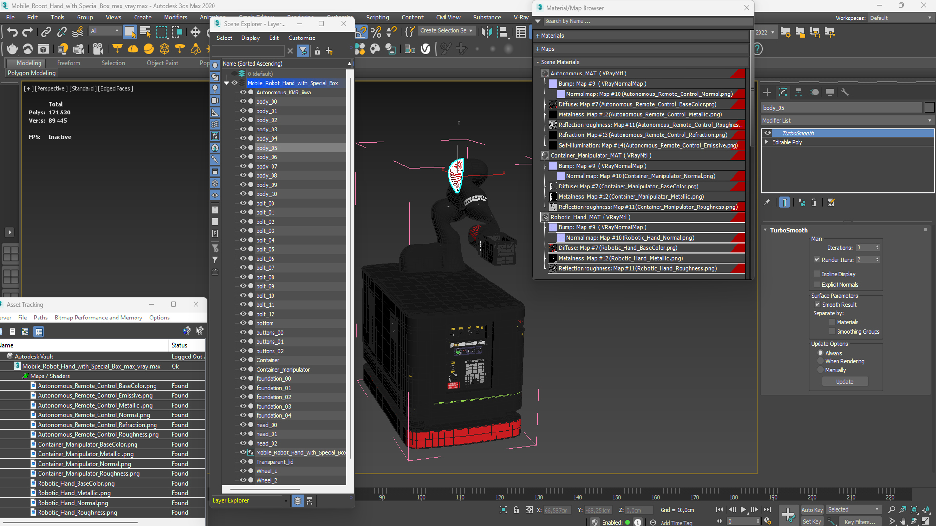 Mobile Robot Hand with Special Box 3D model