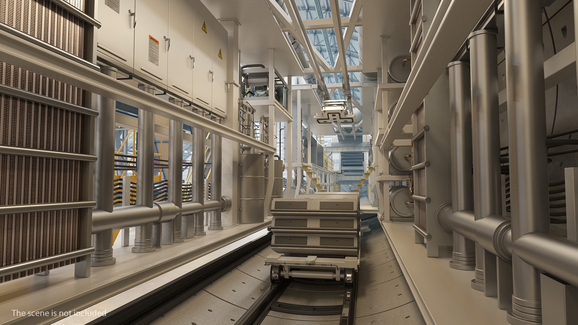 Concrete Tunnel with Rails Trolley 3D model