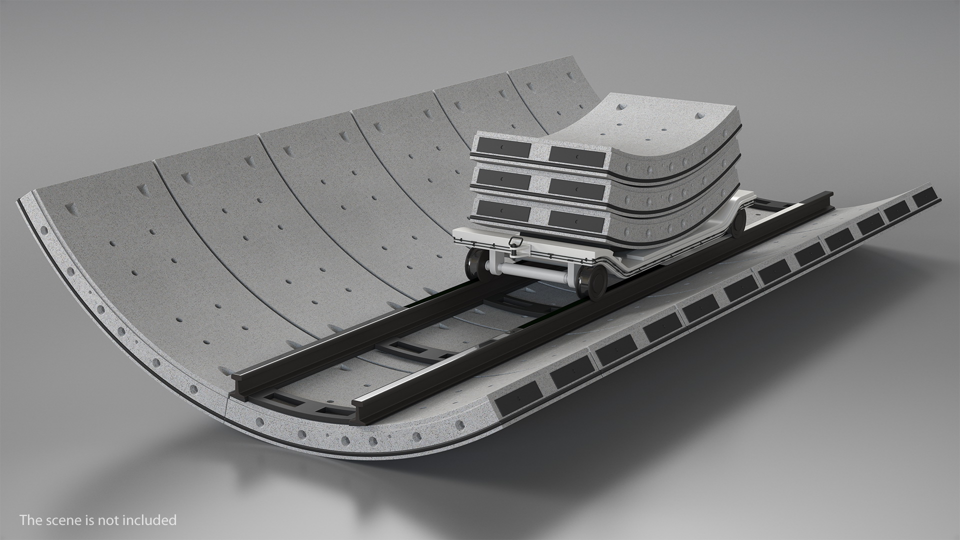 Concrete Tunnel with Rails Trolley 3D model