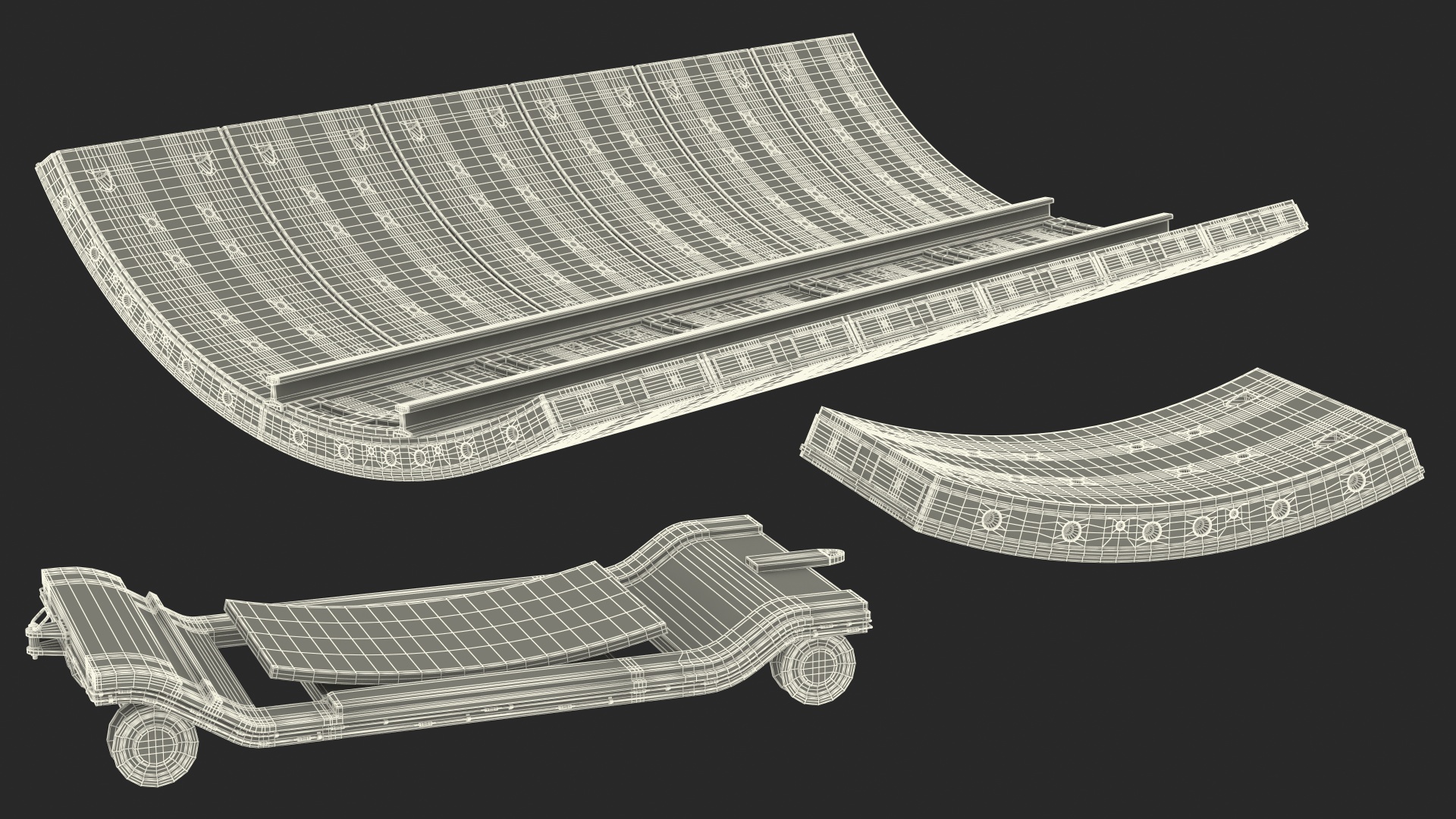 Concrete Tunnel with Rails Trolley 3D model