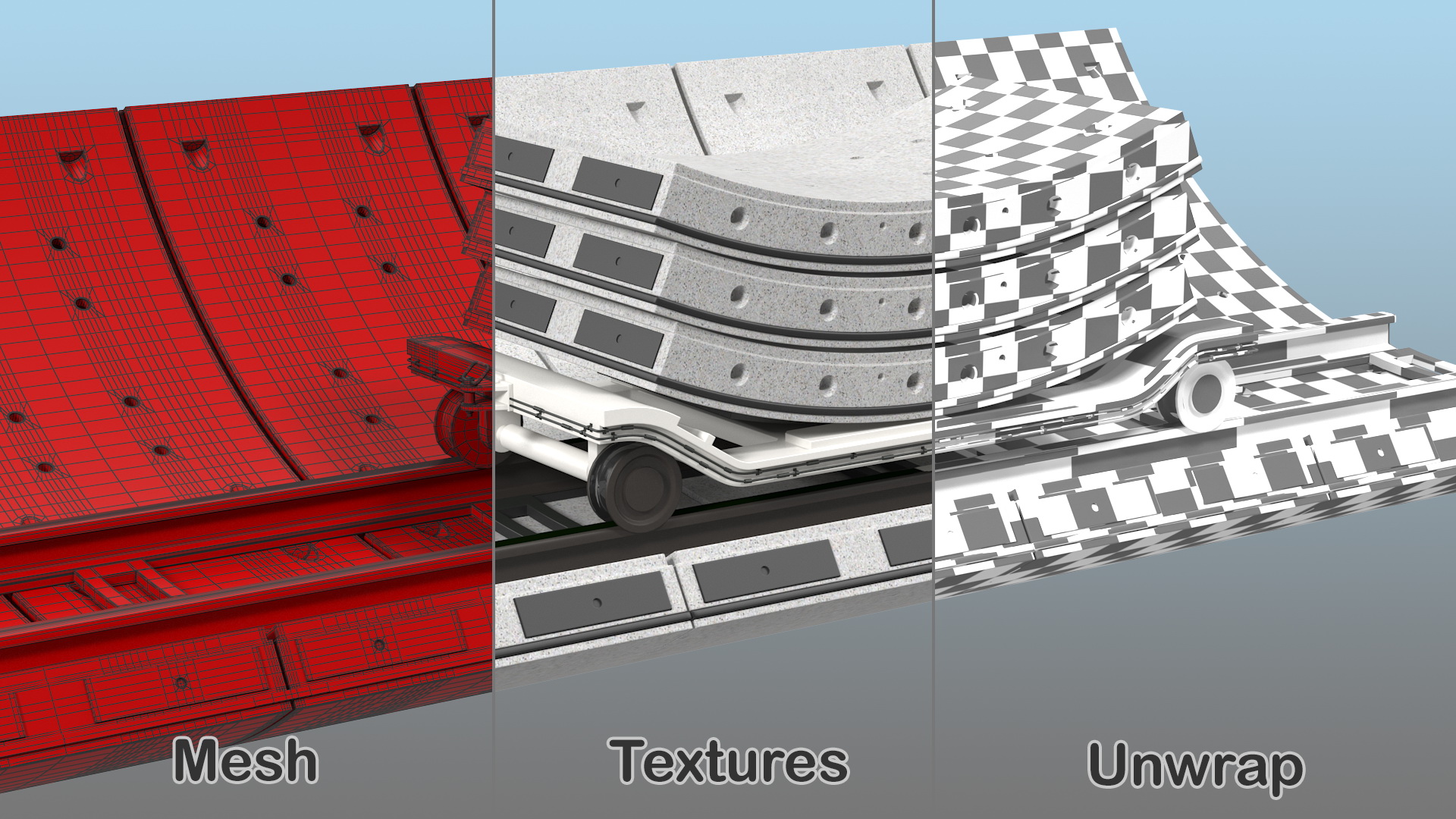 Concrete Tunnel with Rails Trolley 3D model