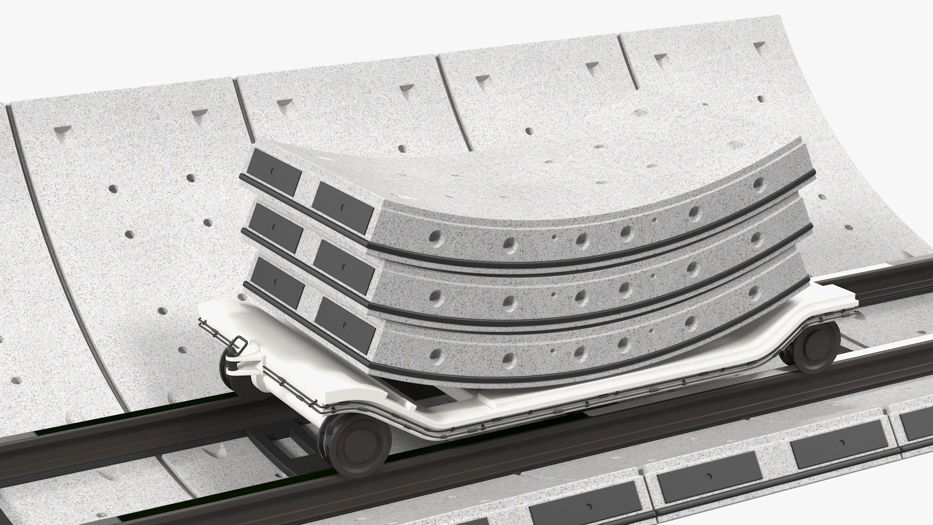 Concrete Tunnel with Rails Trolley 3D model