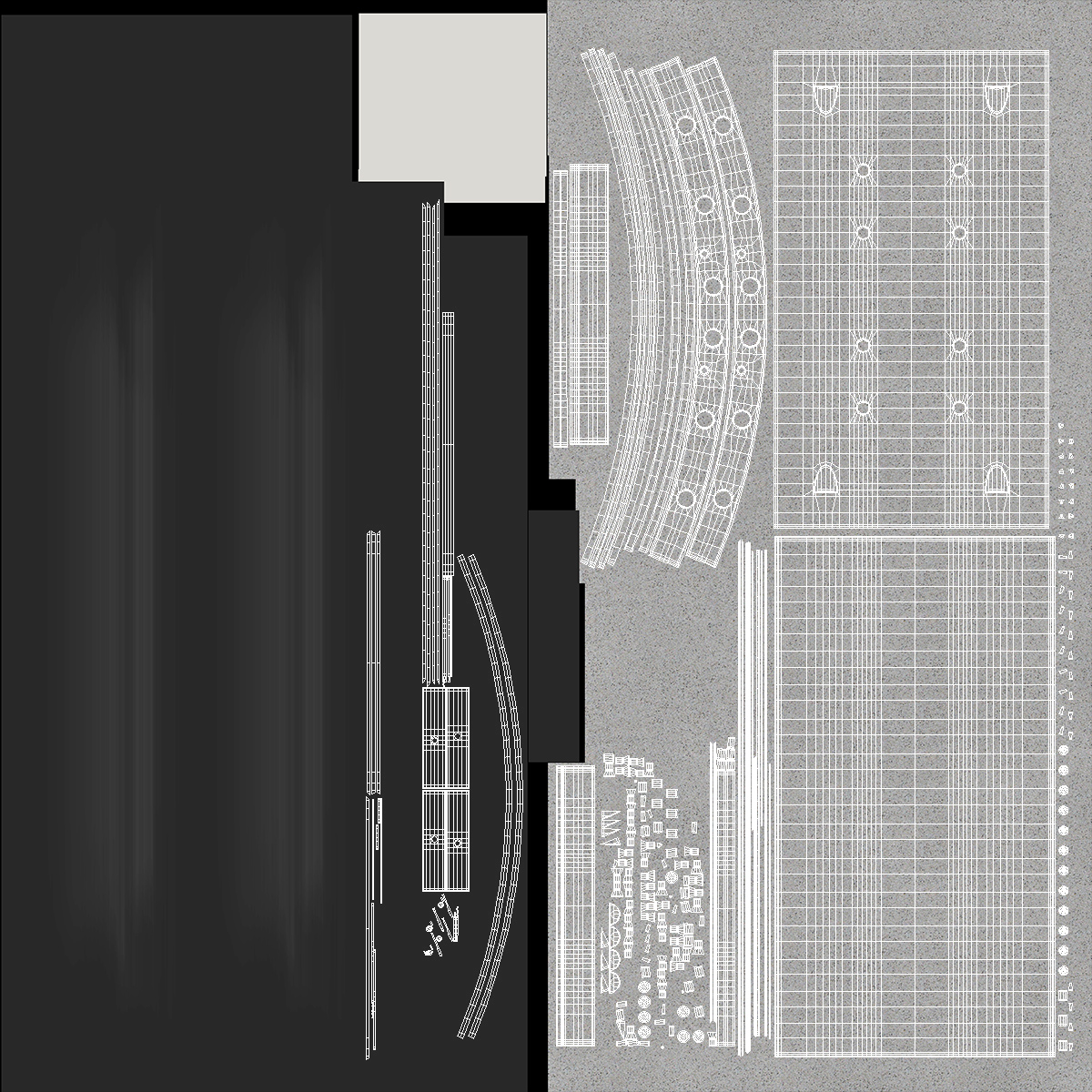 Concrete Tunnel with Rails Trolley 3D model