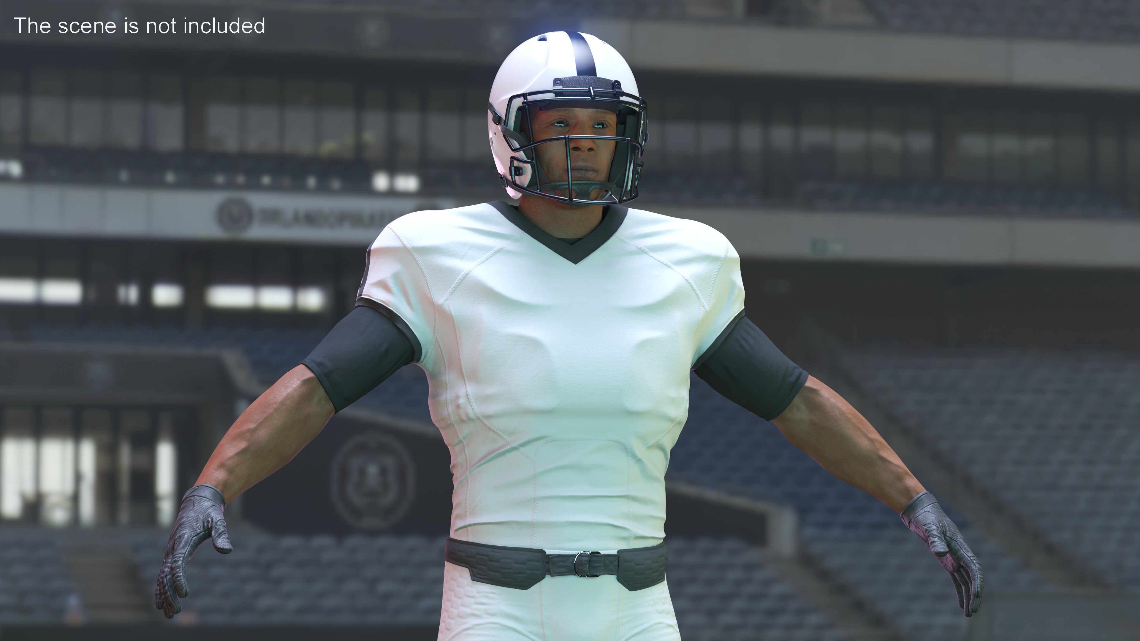 3D Black Man White Uniform T-Pose American Football Players