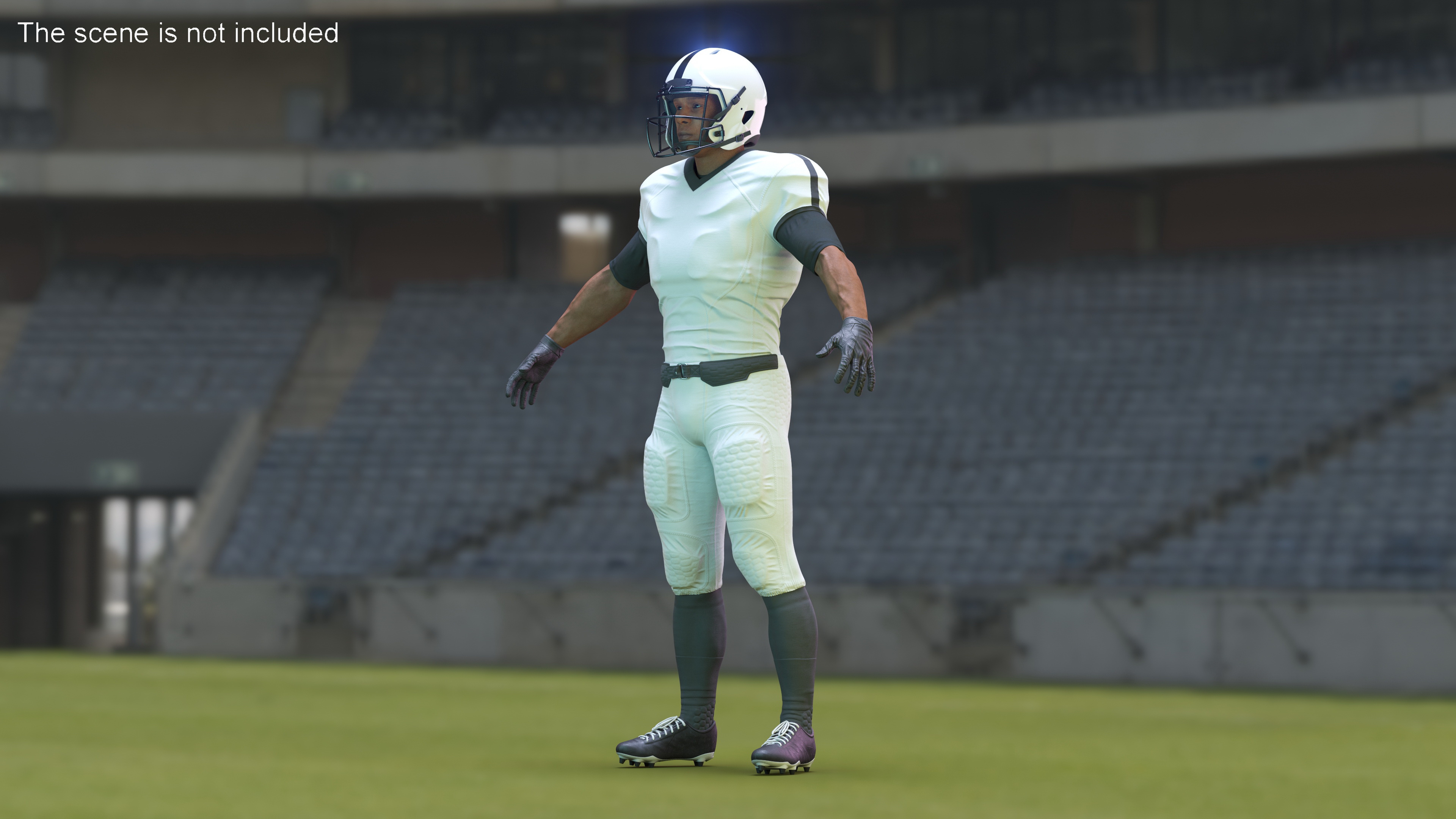 3D Black Man White Uniform T-Pose American Football Players