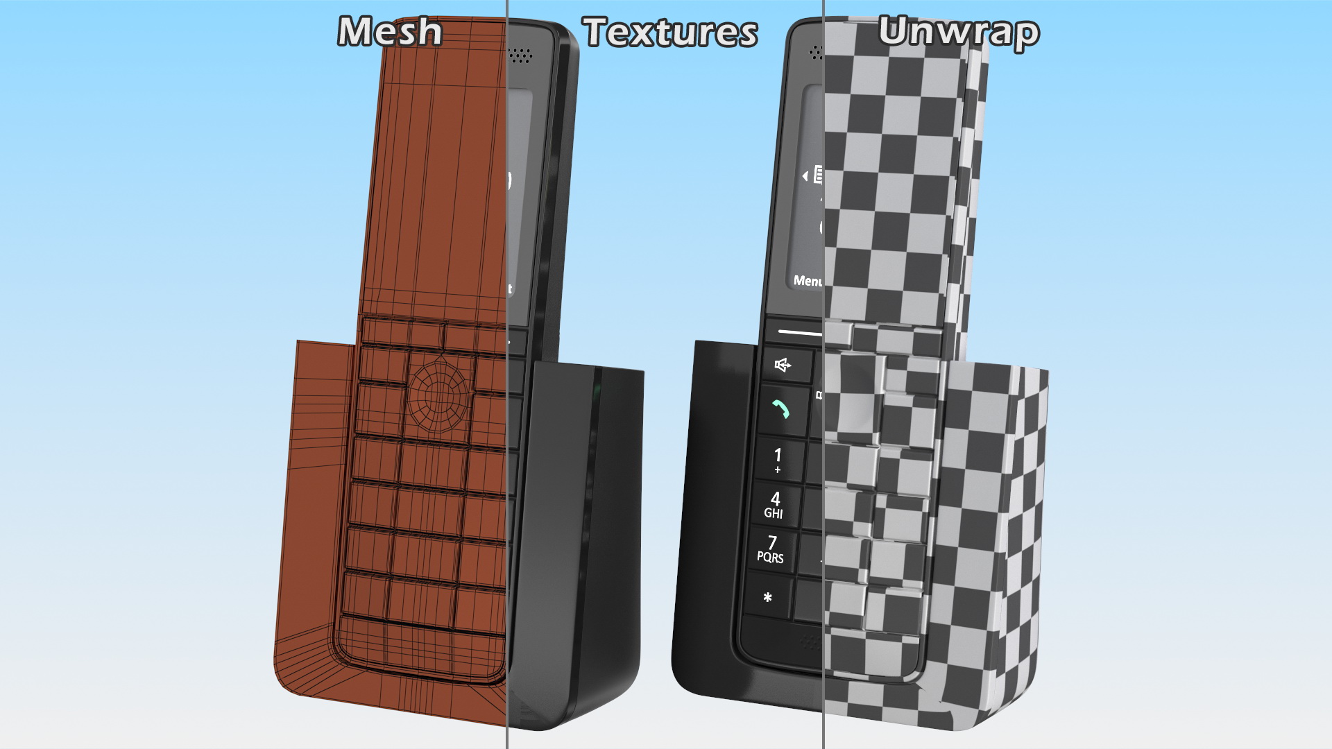 Single Cordless DECT Home Phone with Charger 3D model