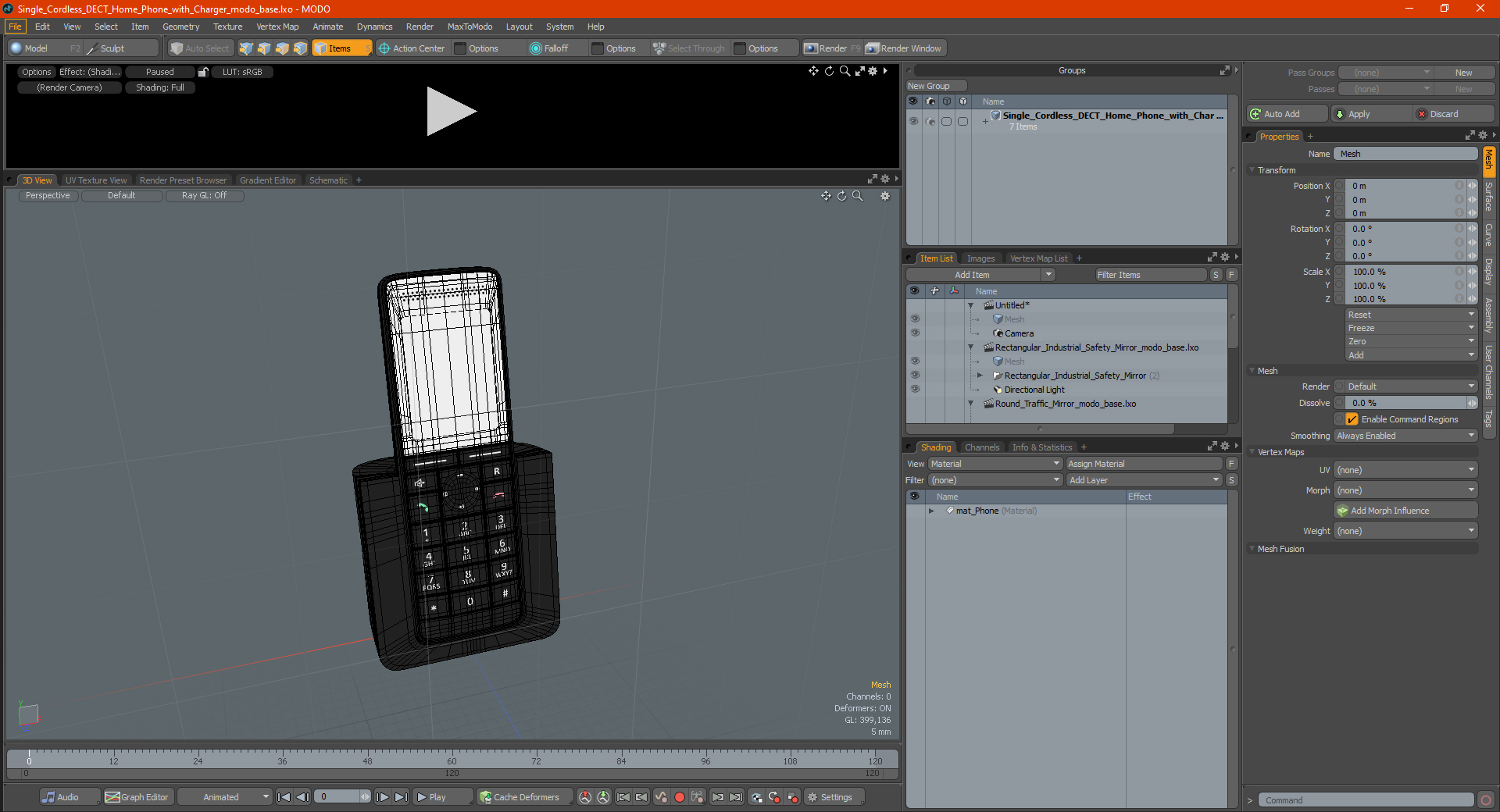 Single Cordless DECT Home Phone with Charger 3D model