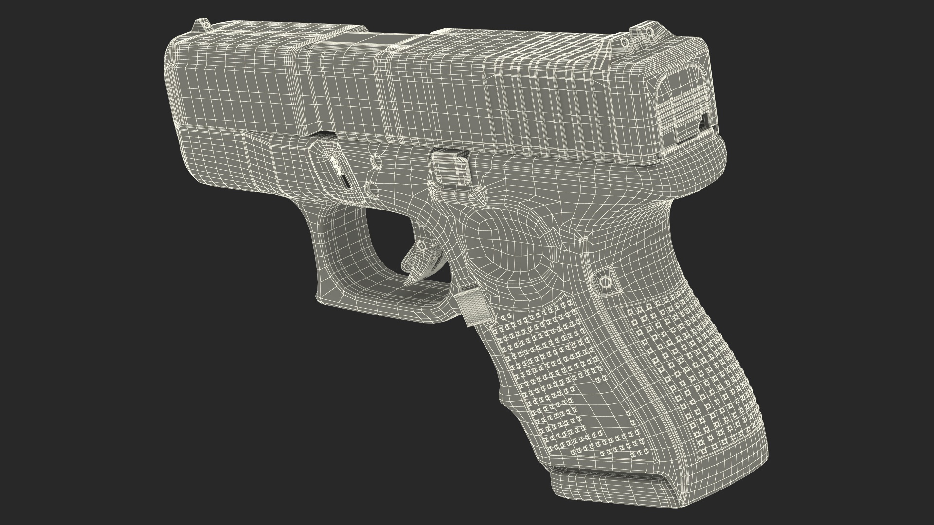 Sub Compact 9mm Pistol 3D
