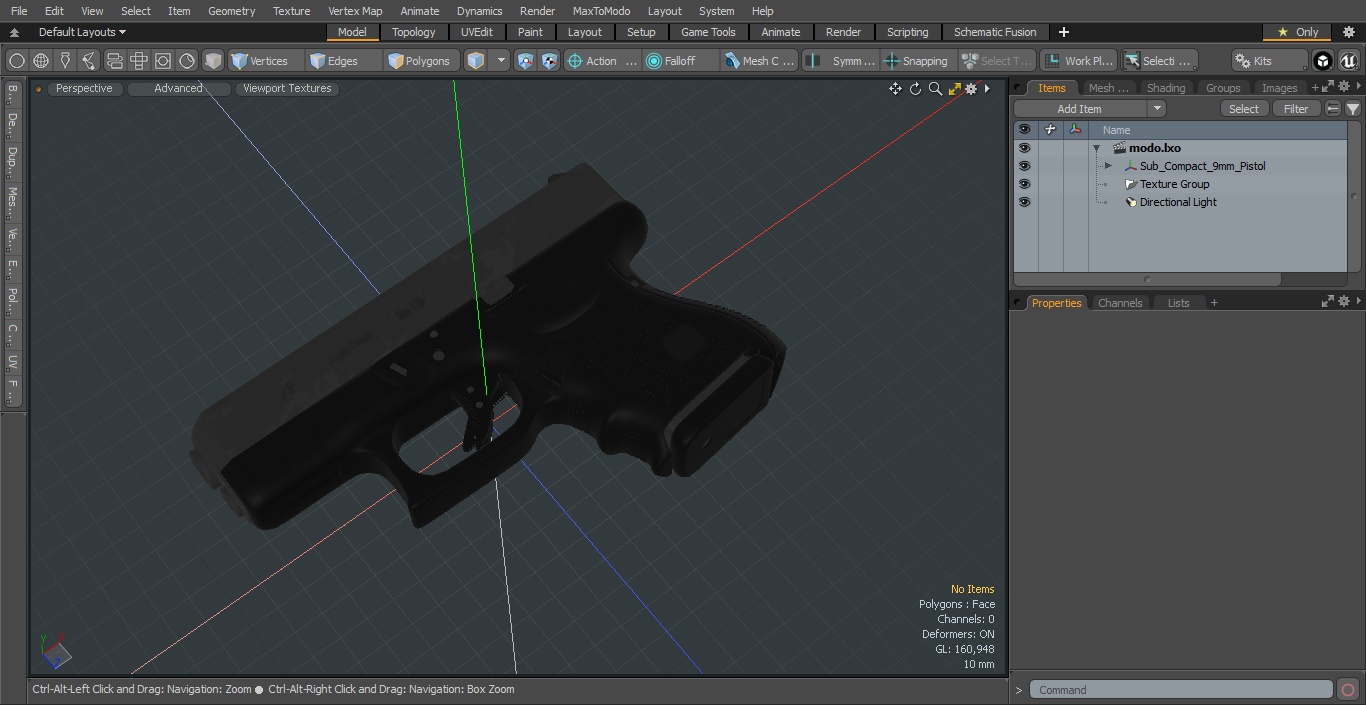 Sub Compact 9mm Pistol 3D