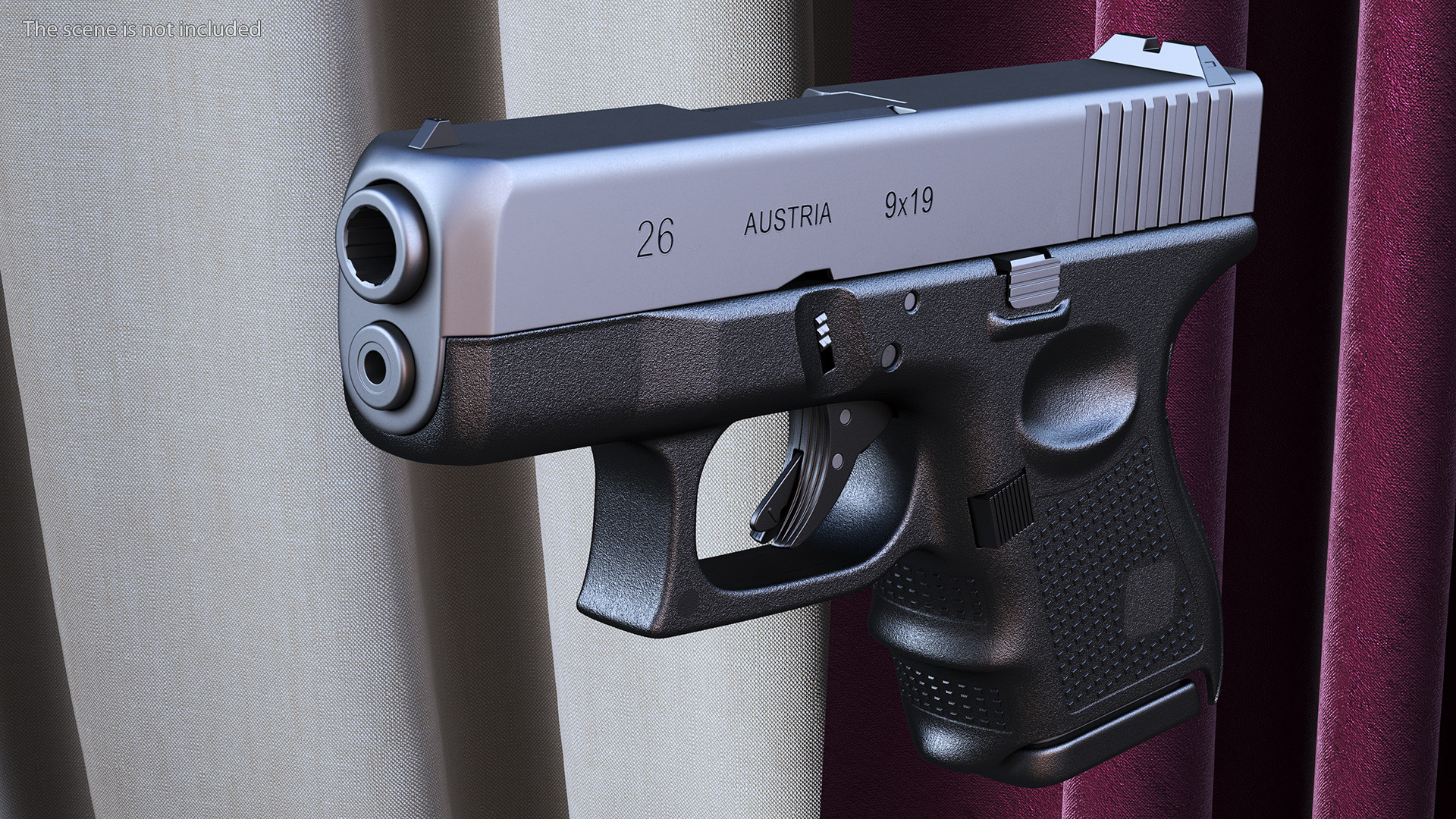 Sub Compact 9mm Pistol 3D