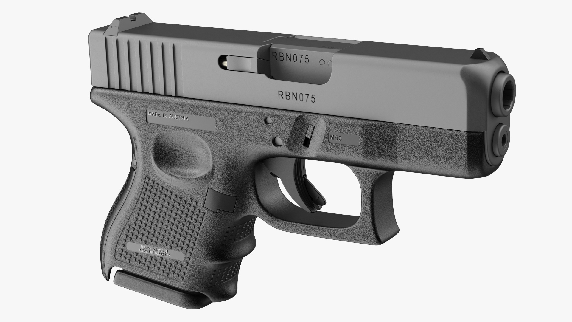 Sub Compact 9mm Pistol 3D