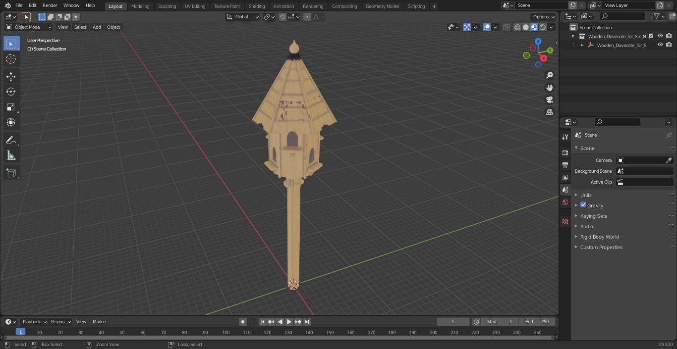 Wooden Dovecote for Six Nests 3D model