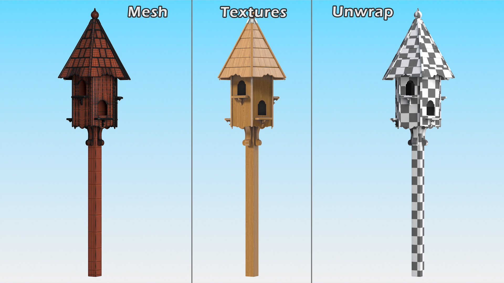 Wooden Dovecote for Six Nests 3D model